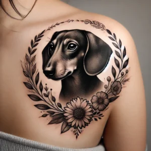 Floral Dachshund Headshot