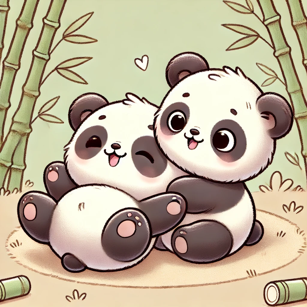 Adorable Panda Bear Pair