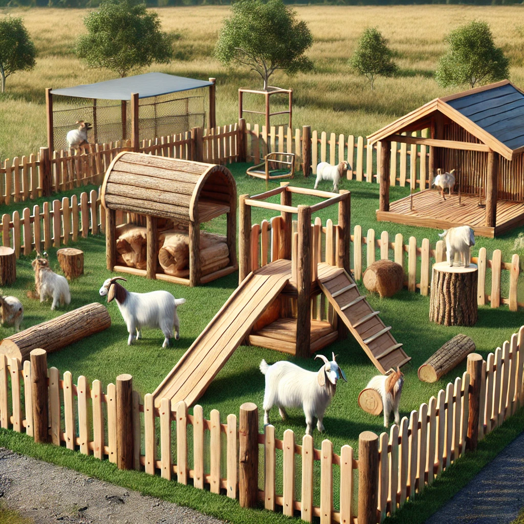 Goat Enclosure with Obstacle Course