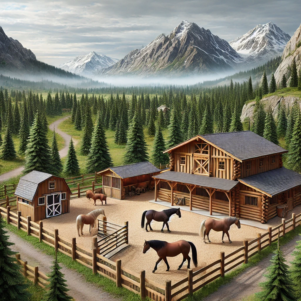 Mountain or Forest Horse Retreat