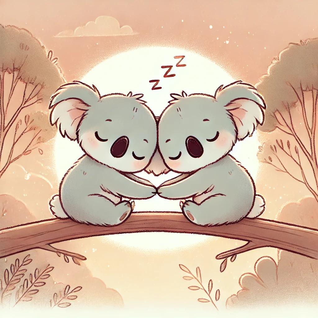 Sleepy Koalas Holding Hands